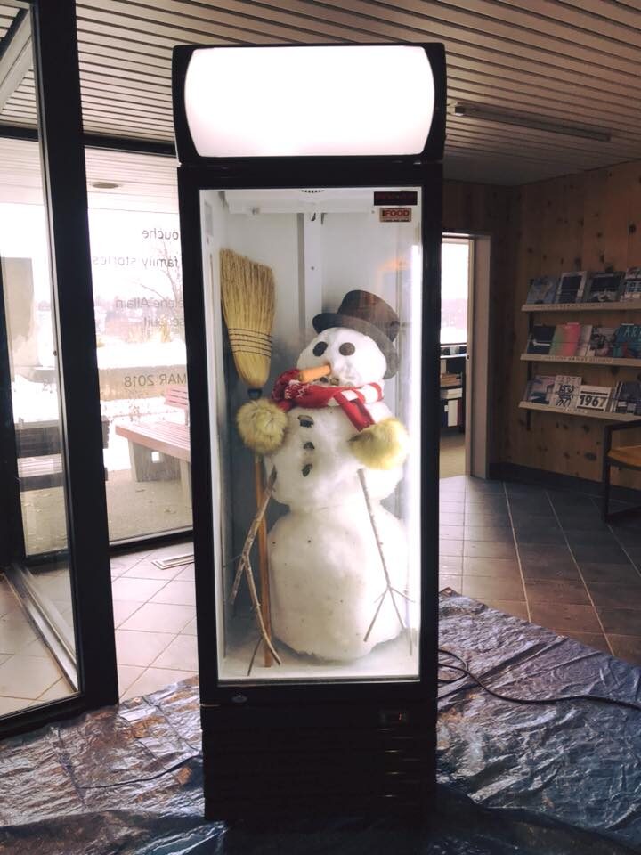 Bonhomme de neige dans un frigo