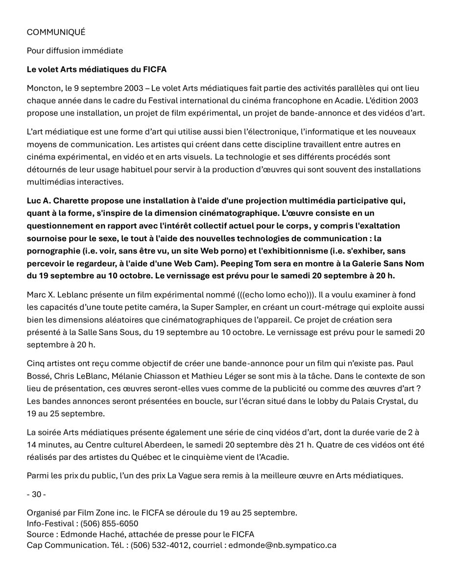 Communiqué de presse