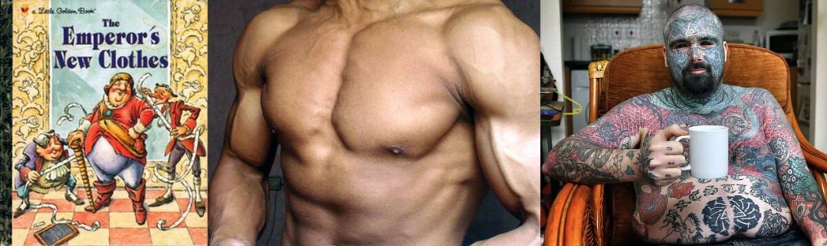 D'après Les Habits neufs de l'empereur / After The Emperor’s New Clothes: "King of Ink, Camouflage".