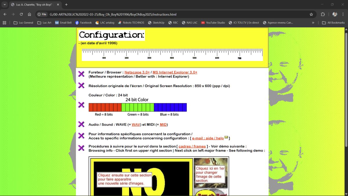 Interface projet d'Art Web : Boy oh Boy!