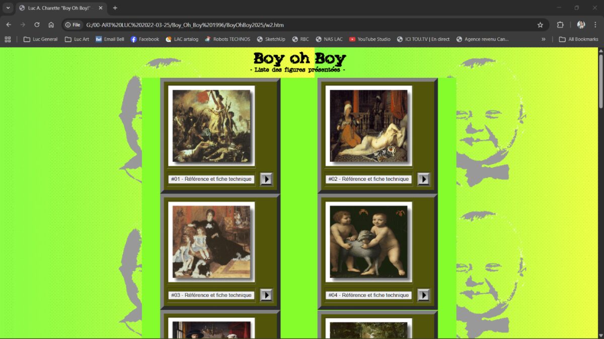 Interface projet d'Art Web : Boy oh Boy!