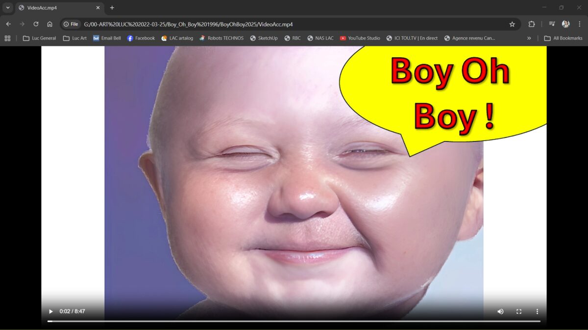 Interface du projet d'Art Web : Boy oh Boy!