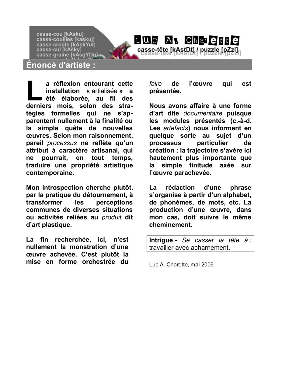 2006/ Casse-tête [kAstDt] / puzzle [pZzl ]