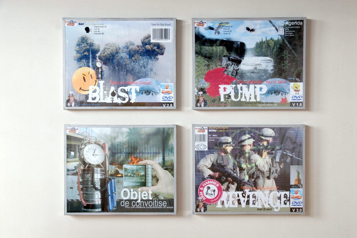 Installation au mur de "AVIS : Affiches pour un motif humanitaire"