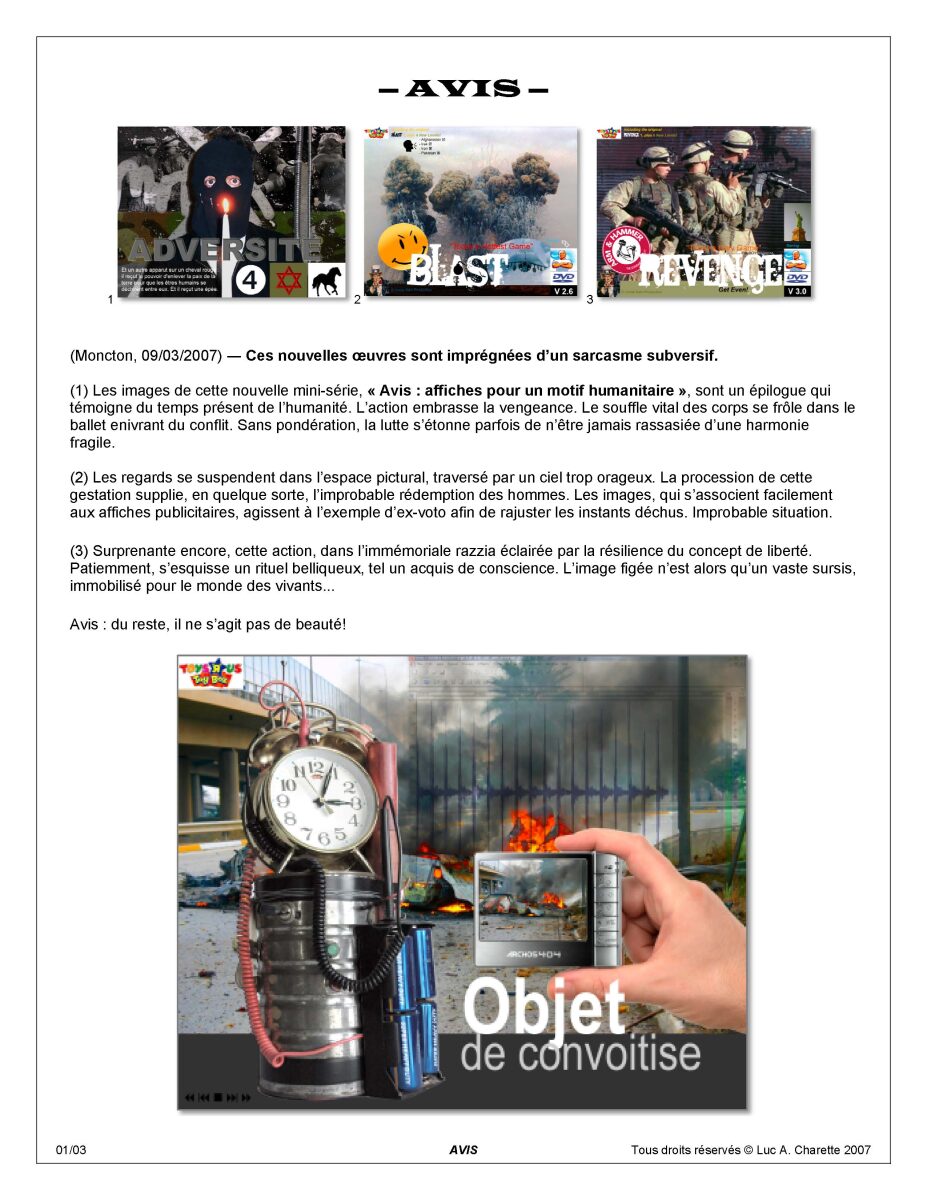 2007/ AVIS: Affiches pour un motif humanitaire