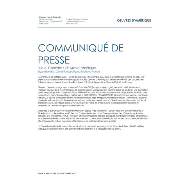 Communiqué de presse
