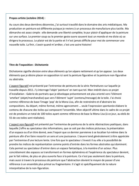Propos d'artiste